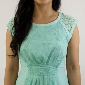 Jacobs Light Green Pattern Sheer Dress